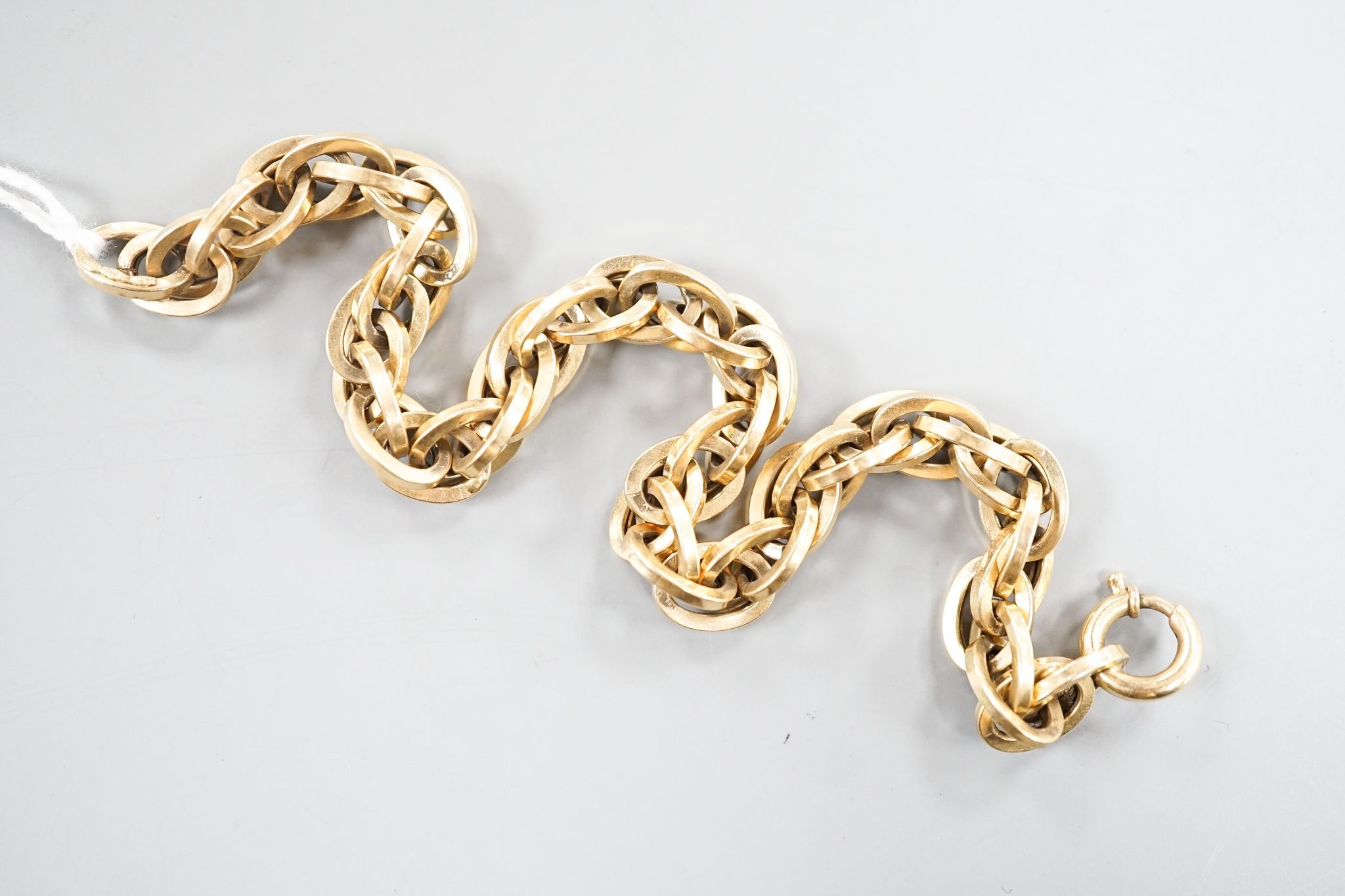 A modern Italian 750 yellow metal oval link bracelet, 19.5cm, 12 grams.